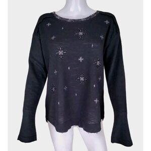 Miss Me Black Sweater with Star Accents
